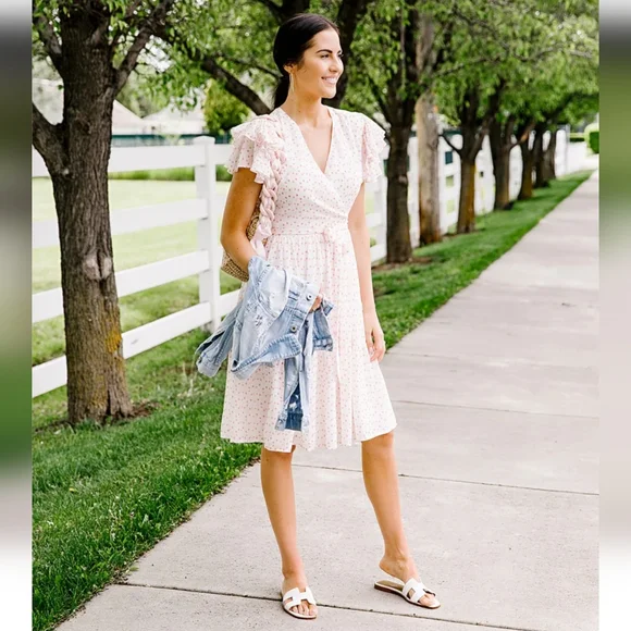 Rachel Parcell Polka Dot Faux Wrap Tie Dress  Size XXL NWT - Picture 2 of 9